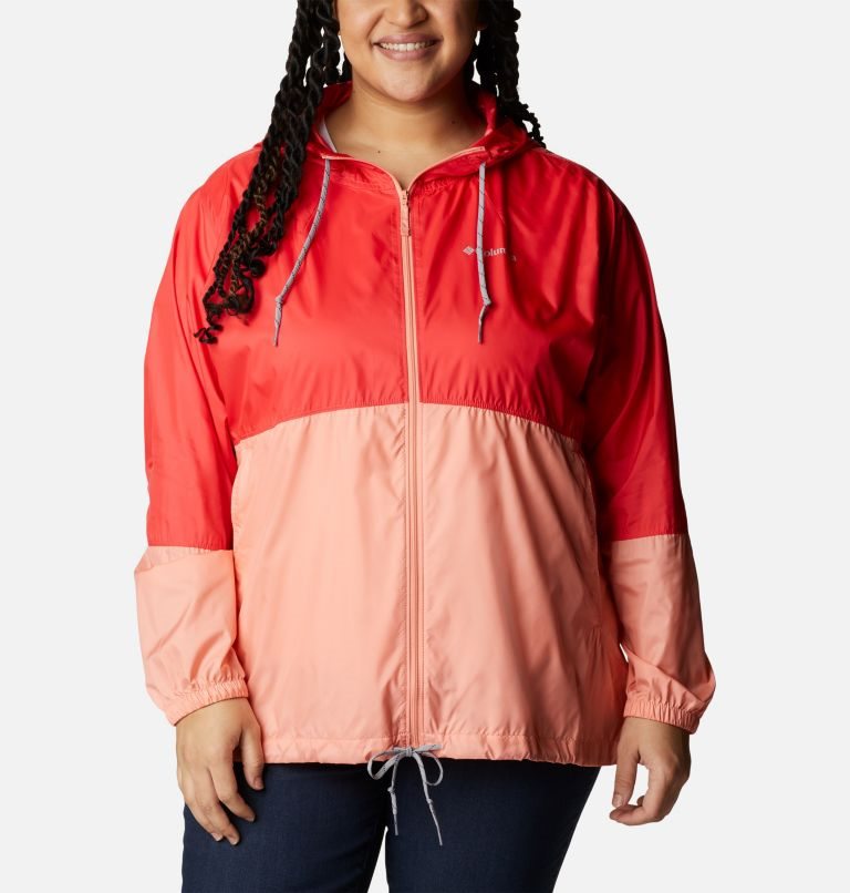 Columbia Flash Forward Windbreaker Jakke Dame Rød Korall | Plus Size 68903T